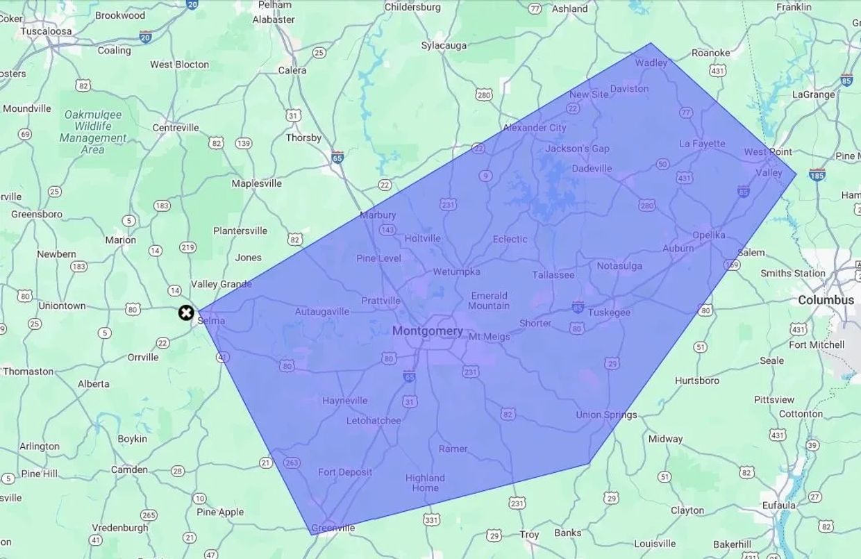 View our rental delivery area