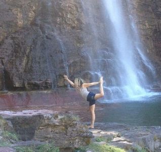Yoga under waterfall