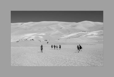 Crowds at Great Sand Dunes National Park in Black and White