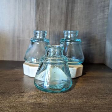 Antique blue glass inkwells