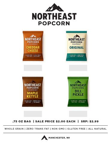 Northeast Popcorn bags in four flavors with sale pricing and health benefits.