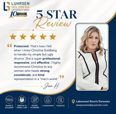 5-star review for Christina Goldberg of Luhrsen Goldberg law firm.