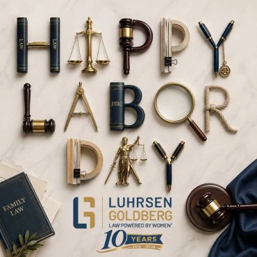 Creative legal-themed typography spelling 'Happy Labor Day'.
