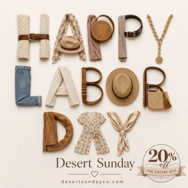 Clothing items arranged to spell "HAPPY LABOR DAY."