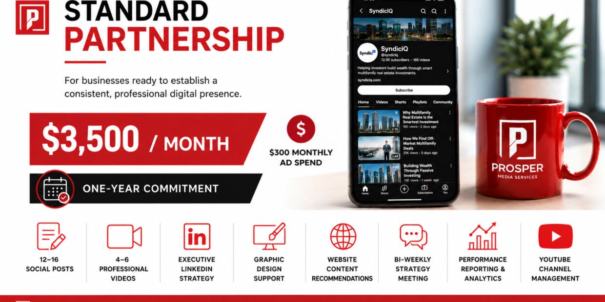 Standard partnership offer for digital business presence at $3,500/month with a one-year commitment.