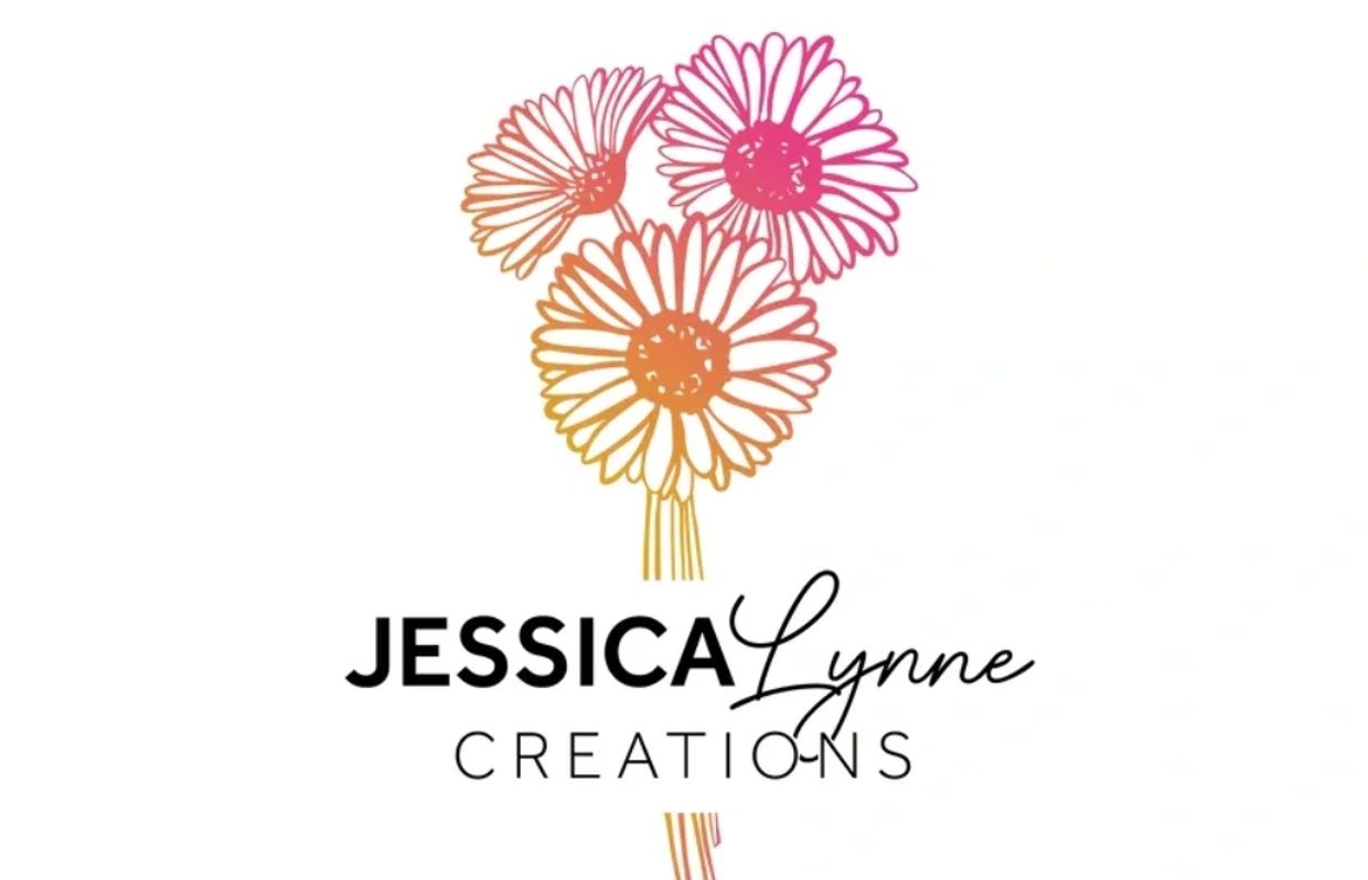 Logo with flowers and the text 'Jessica Lynne Creations'.