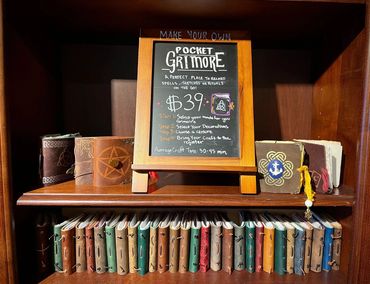 leather journals on a shelf