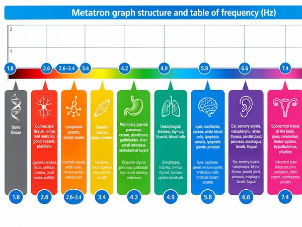Metatron graph with frequency ranges and corresponding body tissues.