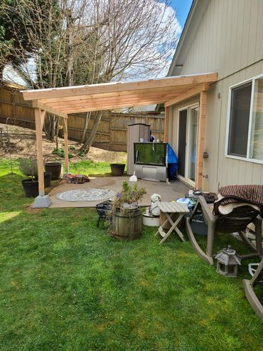 A custom patio cover being constructed