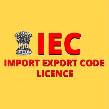 IEC Import Export Code Licence logo with Indian emblem on yellow background.