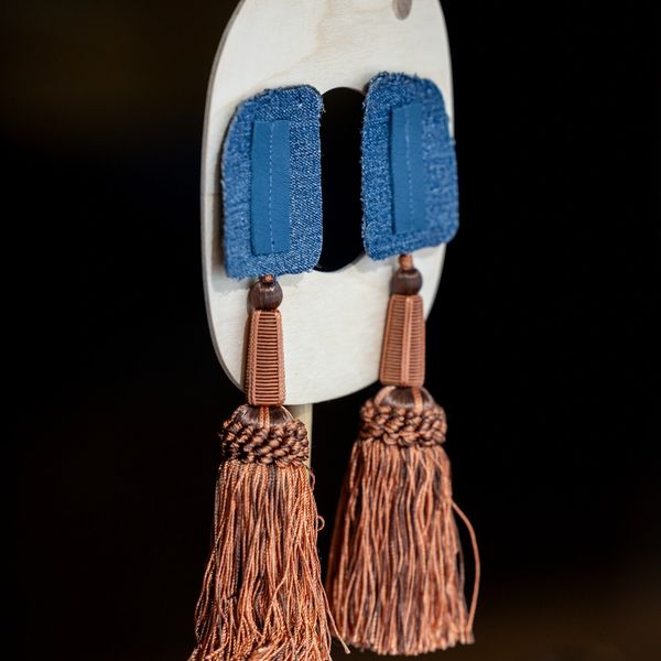 Debra Denim + Tassel Earrings