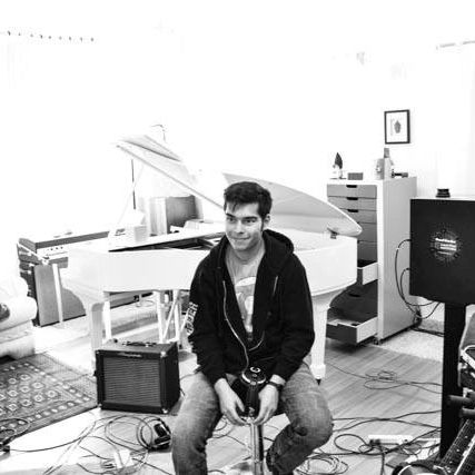 Young Adam Esrick in the recording studio.