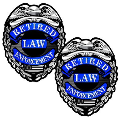 Retired law enforcement badges.