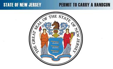 Permit to carry a handgun for New Jersey with state seal.