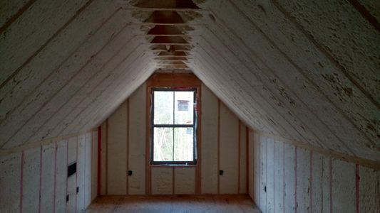 open cell foam in a bonus room of a new home. Ready for sheet rock!