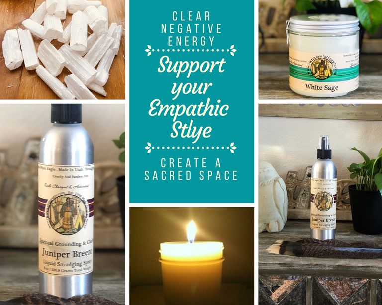 Create a Sacred space with Victoria's smudging candles, sprays and crystals.