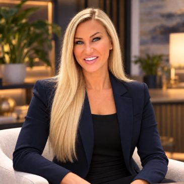 Smiling woman with long blonde hair in a professional setting.
