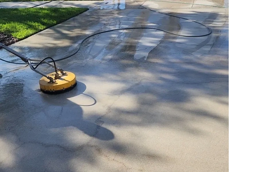 Driveway showing results of pressure cleaning in Parkland Florida