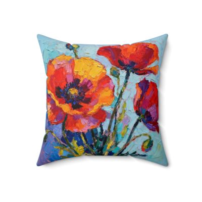 Colorful flowers printed on pillow by Judy's Paper Dolls
