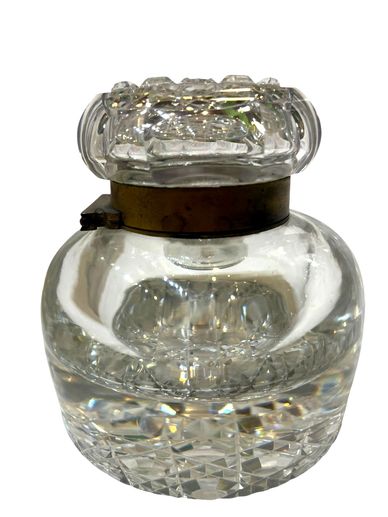 Antique French Cut Glass Inkwell