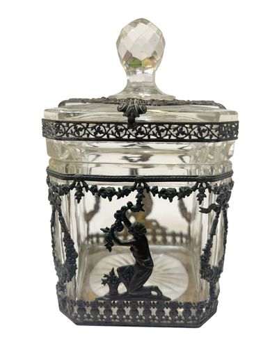 French Empire Style Crystal Vanity Jar or Casket Box