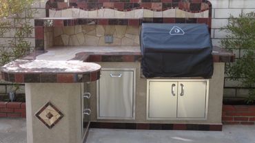 HM Design Services. Surrounding Elements. Outdoor Kitchen BBQ island. Fire Magic Grill.