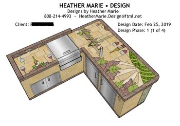 Cold Bar Outdoor Kitchen. Custom Mosaic.