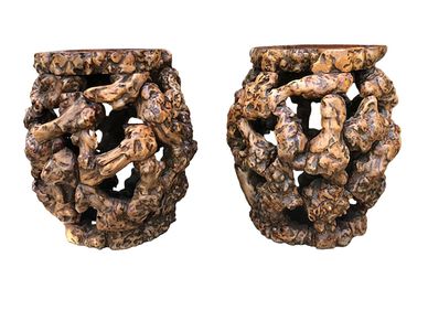 Mid Century Organic Wood Root Stools