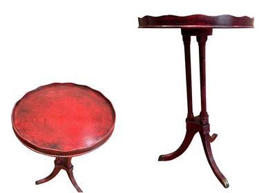 English Mid Century Red Painted Pie Crust Table