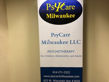 Sign for PsyCare Milwaukee LLC psychotherapy services.