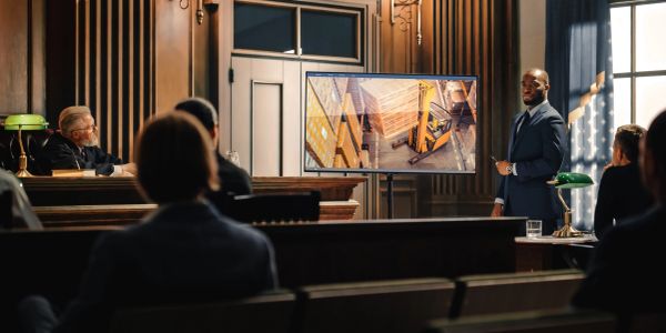 lawyer at trial explaining exhibits