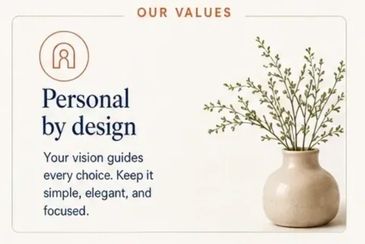 Our values emphasize personal design guided by vision.