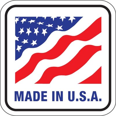 Made in U.S.A. label with stylized American flag.