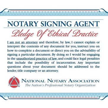 Notary Signing Agent Ethical Practice Pledge by National Notary Association.