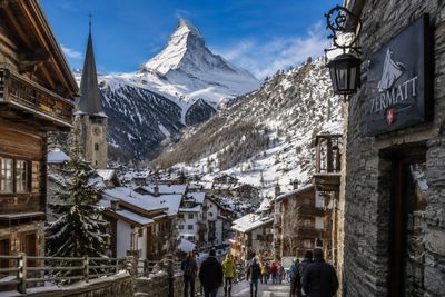 Scenic view of Zermatt village with the Matterhorn mountain in the background.