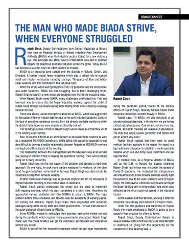 Article on Majesh Singh's role in BIADA's growth and success in challenging times.
