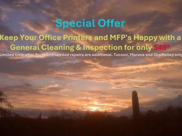 Special offer for office printer cleaning at $49.