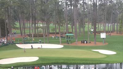 16th hole at Augusta National: Practice Monday, April 3, 2017