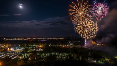 Drone Photo of fireworks in North Mankato, Minnesota.