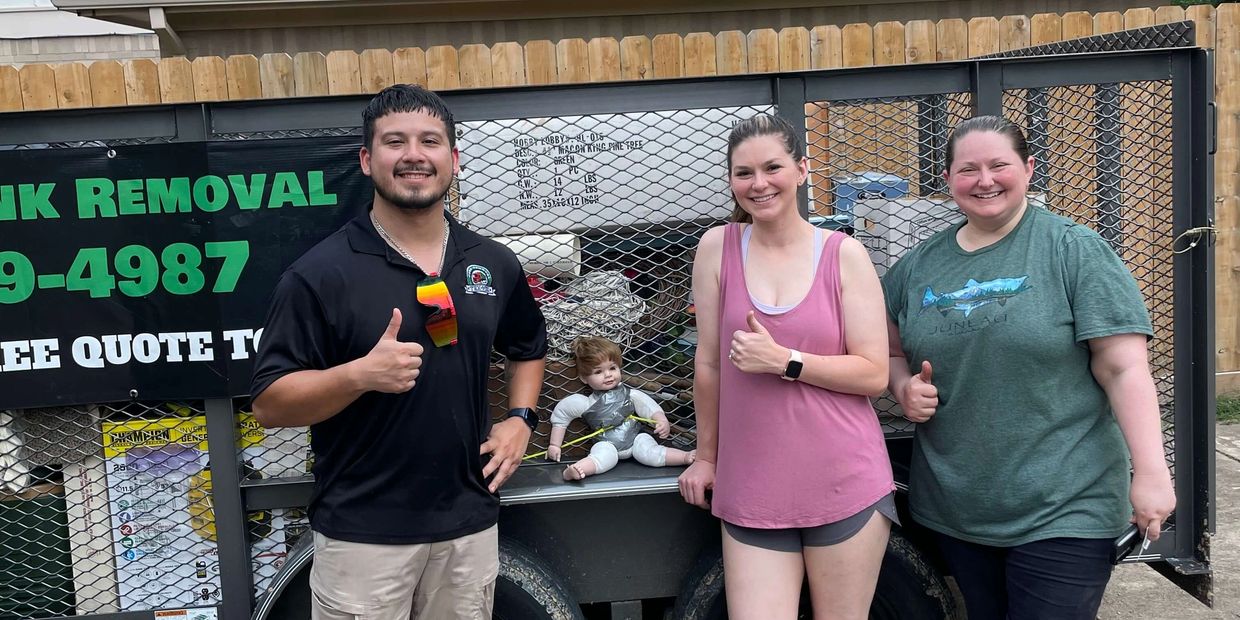 Garage clean out done in Cypress TX, owner of Tex Mex Junk Removal with happy customers