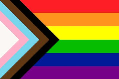 Pride flag with pink, blue, and Black and brown stripes
