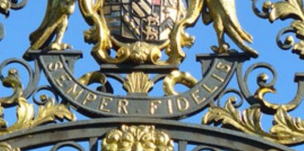 Clandon Park - Earls of Onslow motto Semper Fidelis, one of the entrance gates to Clandon Park. 