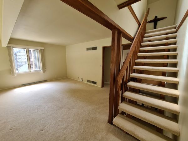 Painted ceilings and walls of a condo.