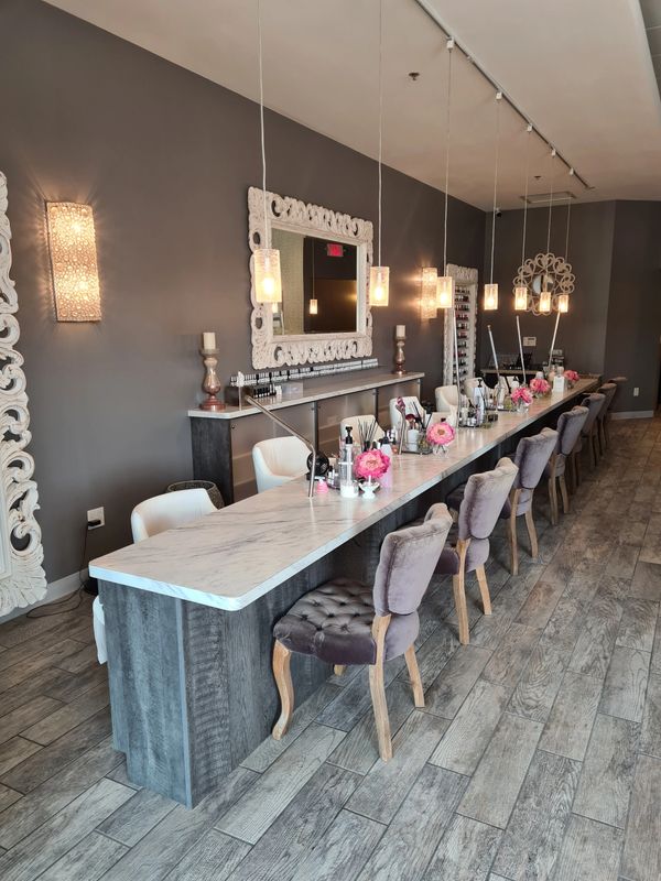 Painted interior walls of local nail salon.