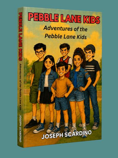 Book cover of 'Pebble Lane Kids' featuring six children in casual clothes.