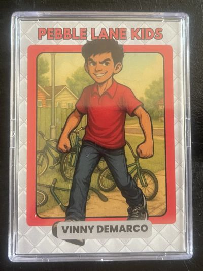 Trading card of Vinny Demarco from Pebble Lane Kids.