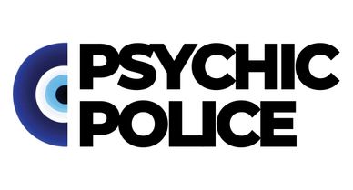 Logo with concentric circles and bold text 'PSYCHIC POLICE'.