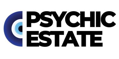Logo with blue circular design and bold text 'PSYCHIC ESTATE'.