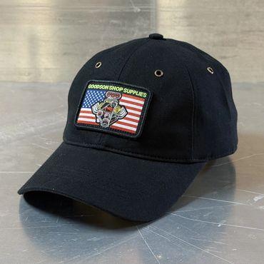 custom dad hat black embroidered company patch old 218 Austin Minnesota embroidery printing
