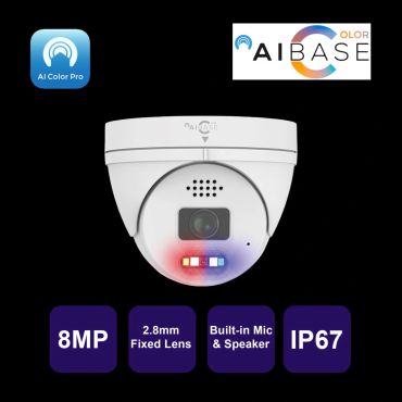 AI Color Pro 8MP security camera with built-in mic and speaker.